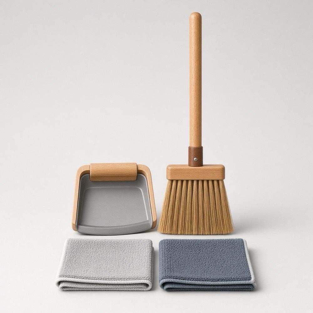 Kit de nettoyage complet (balai, pelle, chiffons microfibre) — vue secondaire