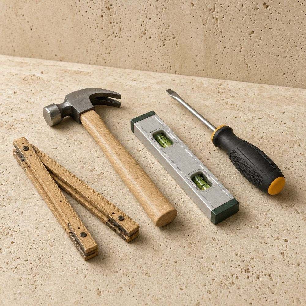 Kit d'outils de base (tournevis, marteau, niveau, mètre) — vue principale